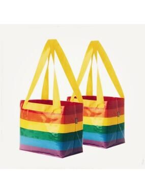 Ikea | 2020 Small Pride Bags w/ handles RAINBOW lot of 2 shopping carry all